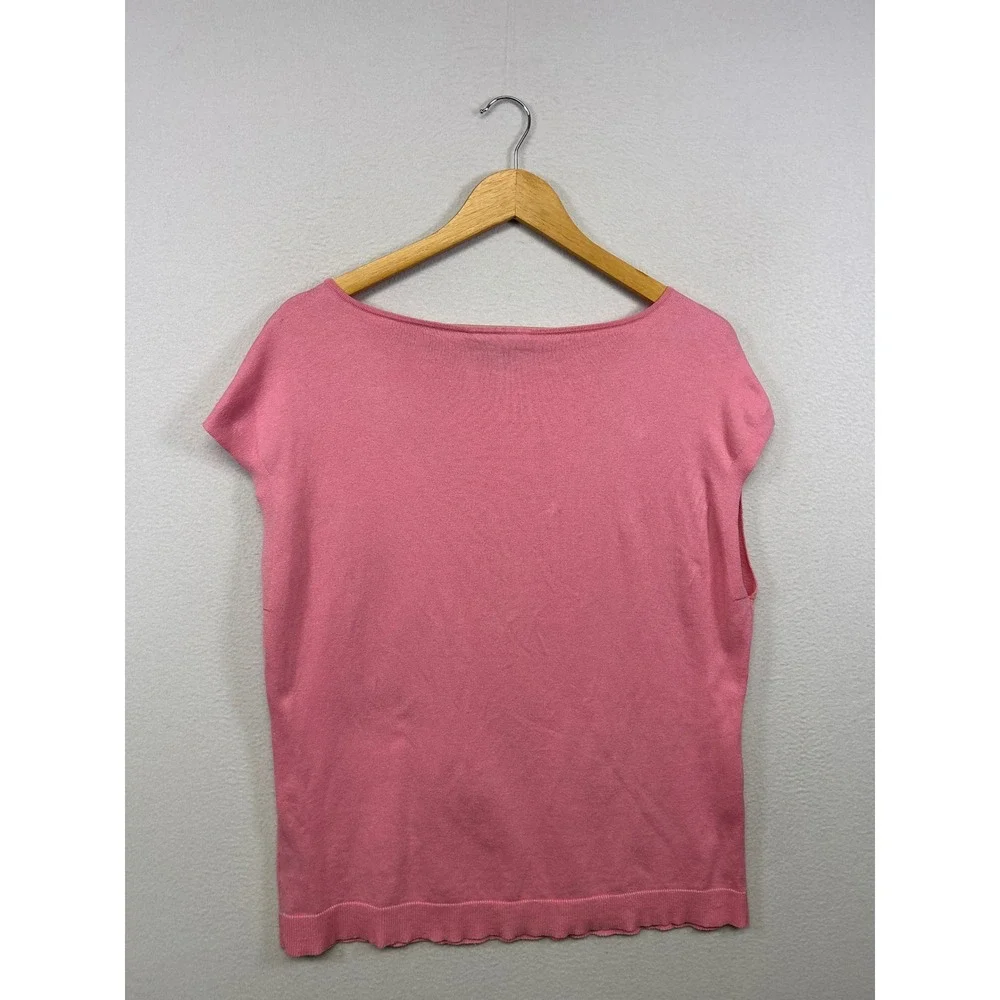 Lauren Ralph Lauren Silk Blend Classic Womens XL Pink Boat Neck Knit Top
